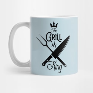 The grill king; bbq; grill; griller; barbeque; chef; cook; cooking; dad; father; husband; cooks; meat; knives; steak; cooking; dad who cooks; Mug